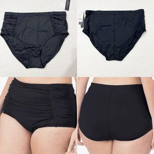 La Blanca NWT Sz 18W Black Tummy Control Island Goddess High Waist Bikini Swim B